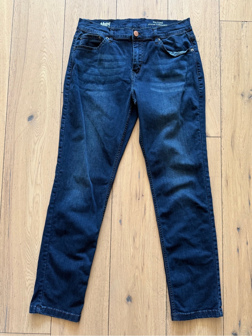 Men's Straight Slim Jeans in Dark Blue - Mugsy